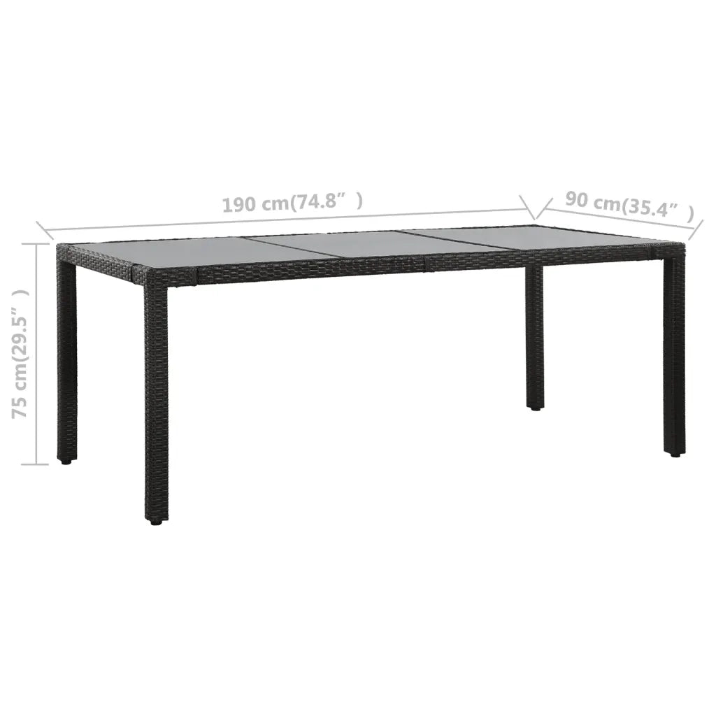Set da Pranzo da Giardino 9 pz in Polyrattan Nero 44086