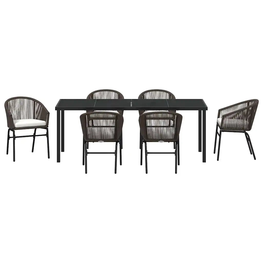 Set da Pranzo per Giardino 7 pcs Marrone 3379357
