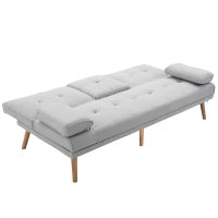 Divano Letto 3 Posti Stile Scandinavo Reclinabile con Tavolino a Ribalta, 181x77x88 cm, Grigio
