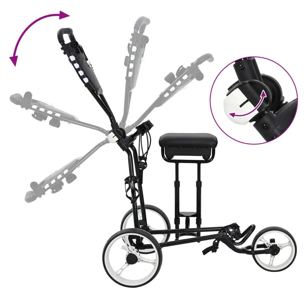 Carrello da golf con sedile Nero e Bianco 100 x 60 x 130 cm CFW5899224