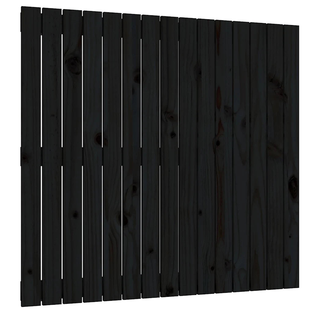 Testiera da Parete Nera 95,5x3x90 cm in Legno Massello di Pino 824887