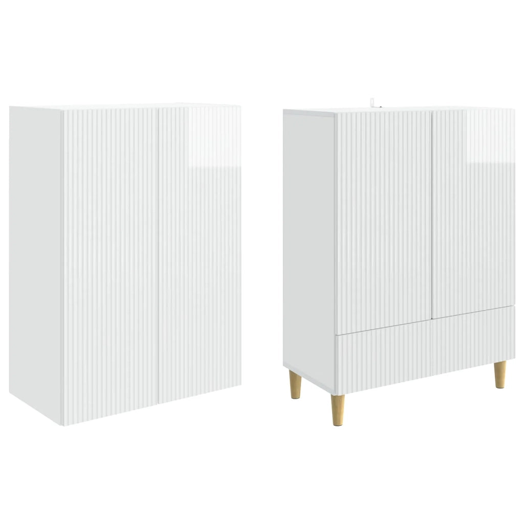 Set di armadi 2 pcs Bianco Lucido 66 x 34,5 x 95 cm