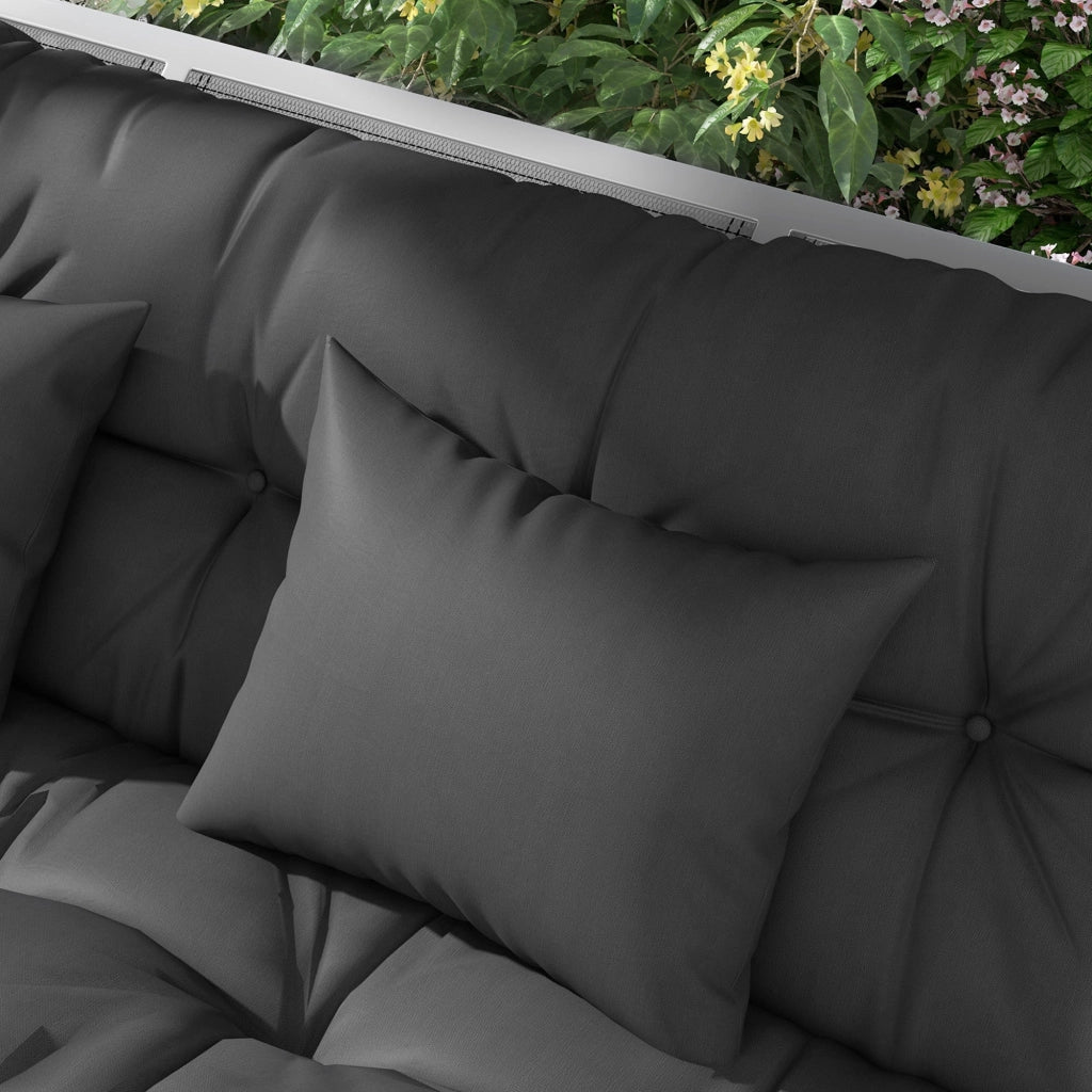 Set 4 Cuscini da Giardino per Schienale e Seduta con Imbottitura in Poliestere Grigio Carbone