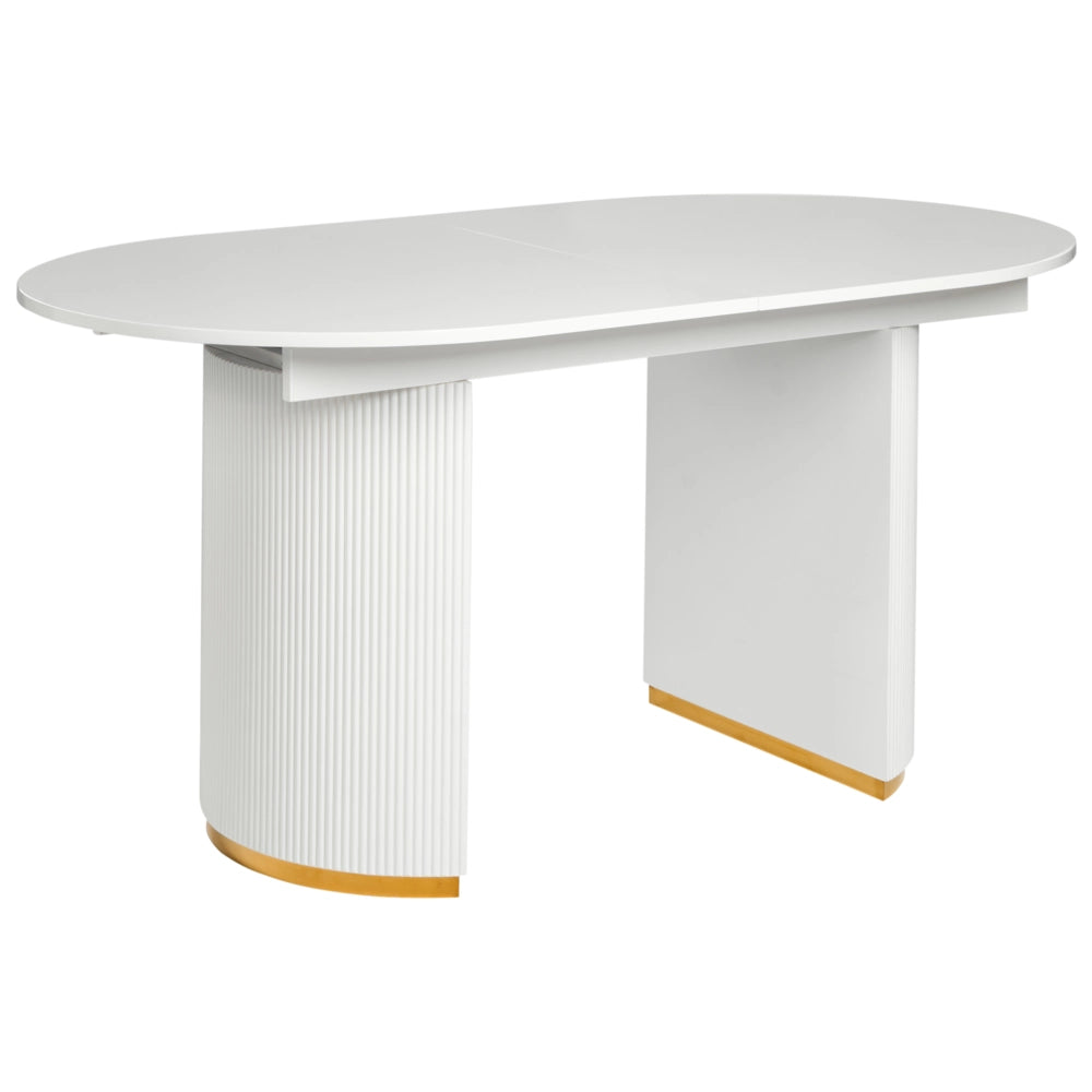 Tavolo da pranzo allungabile Bianco MDF lucido Piano del tavolo Meccanismo a foglia in stile glamour