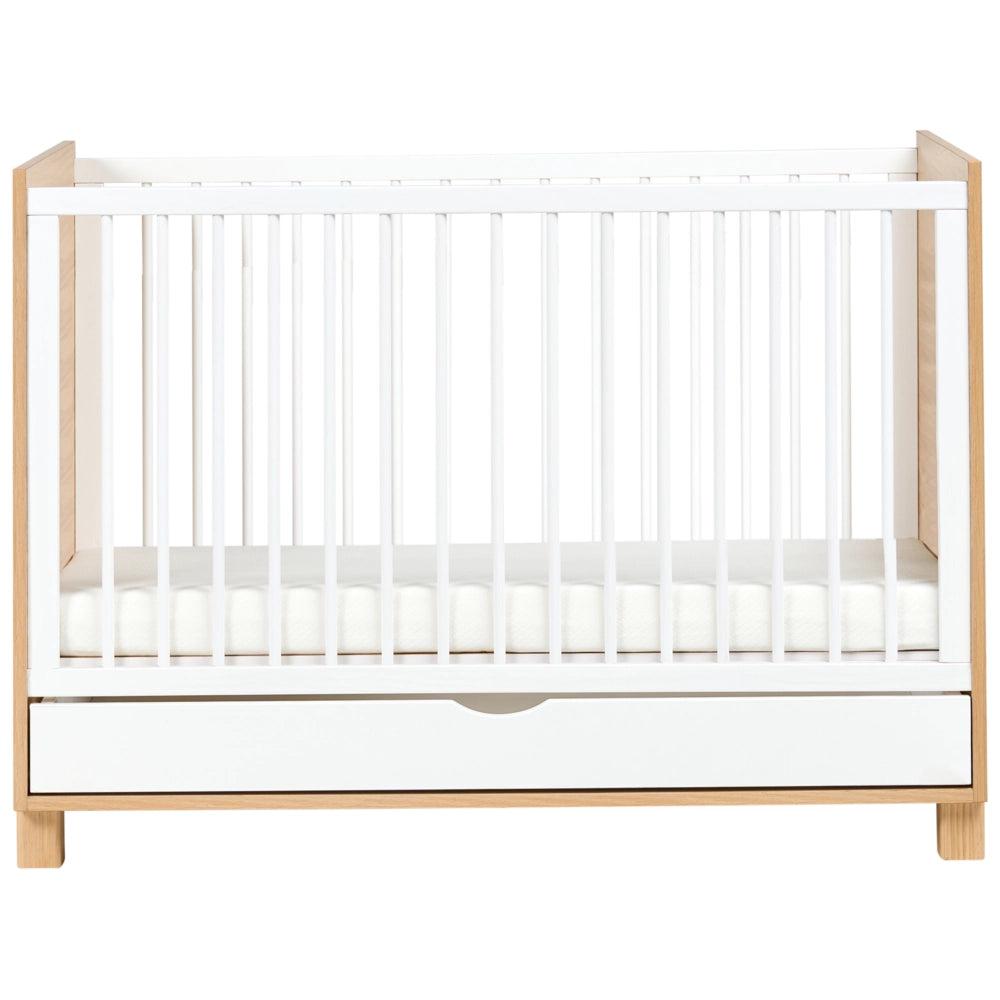 Lettino culla per neonati in MDF bianco marrone chiaro 60 x 120 cm con barre regolabili in altezza Dimensioni standard Accessori per la cameretta Design minimalista