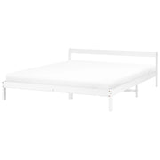 Letto matrimoniale in legno di Pino bianco con Rete a Doghe 180 x 200 cm stile minimalista