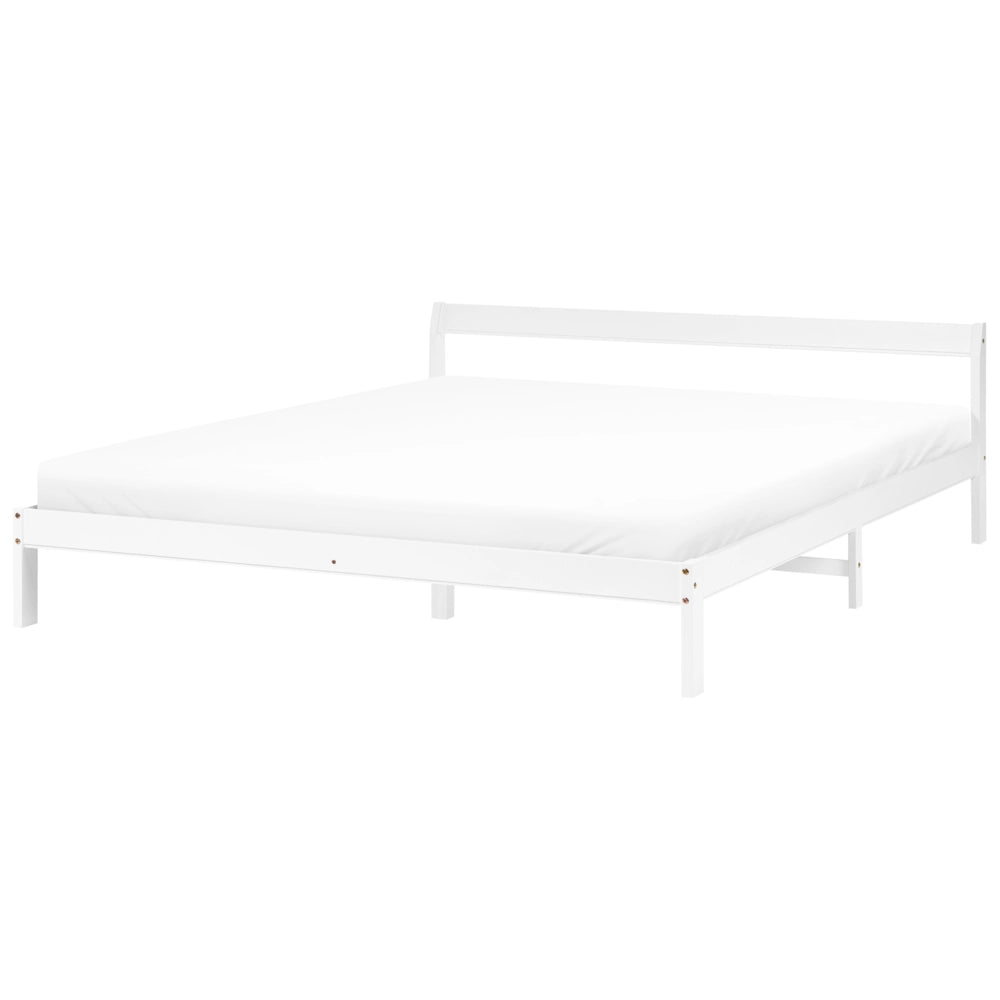 Letto matrimoniale in legno di Pino bianco con Rete a Doghe 180 x 200 cm stile minimalista