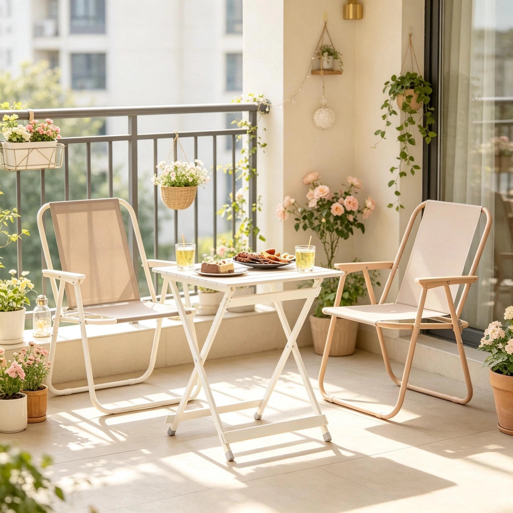 Tavolo da giardino bistrot pieghevole con struttura X e piedini antiscivolo in alluminio argento 47 × 50,5 × 59,5 cm