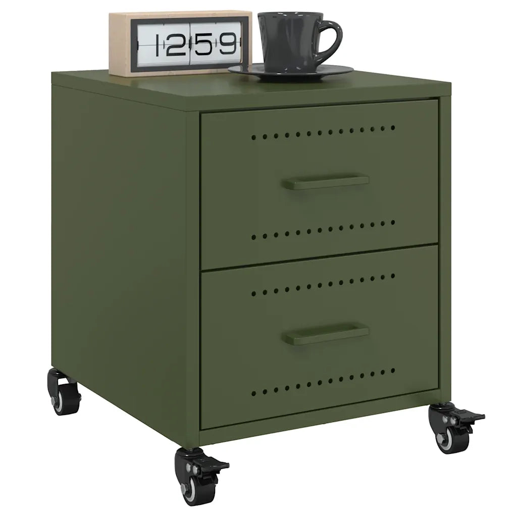 Comodini 2 pz-Set di 2 Tavolino da notte Verde Oliva 36x39x43,5 cm in Acciaio 757920