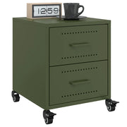 Comodini 2 pz-Set di 2 Tavolino da notte Verde Oliva 36x39x43,5 cm in Acciaio 757920