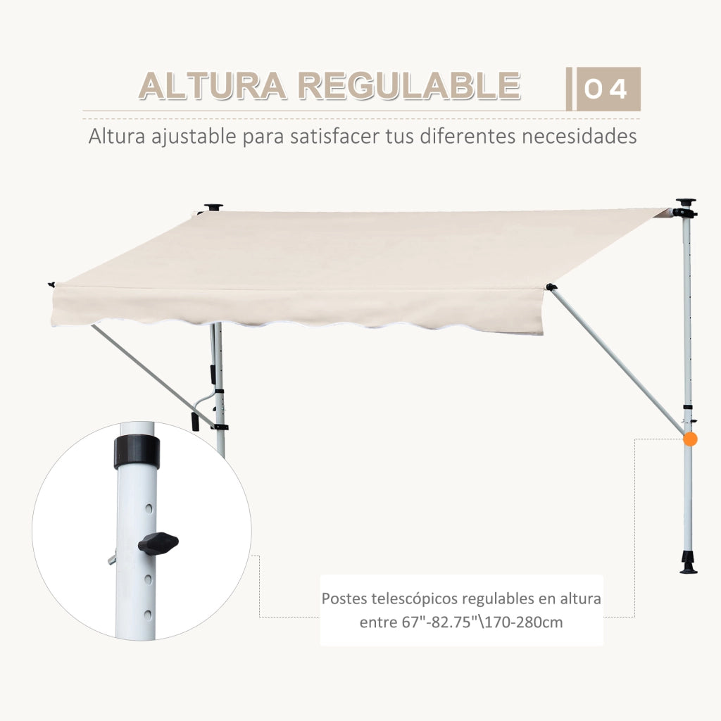 Toldo Manuale Retrattile Esterno ¨C zephmum ¨C Beige 4x1.2 m