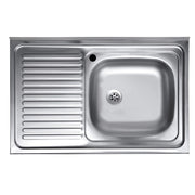 Lavello appoggio acciaio inox 80x50 cm una vasca e gocciolatoio sinistro SA216