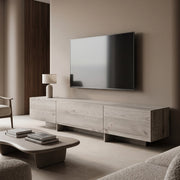 Mobile porta TV Kapipimso con Ante a Ribalta - Effetto Rovere, Grigio [en.casa]