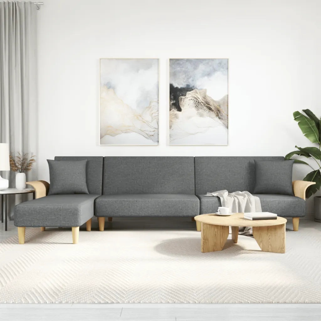 Divano Letto a L Grigio Scuro 279x140x70 cm in Tessuto 3157212