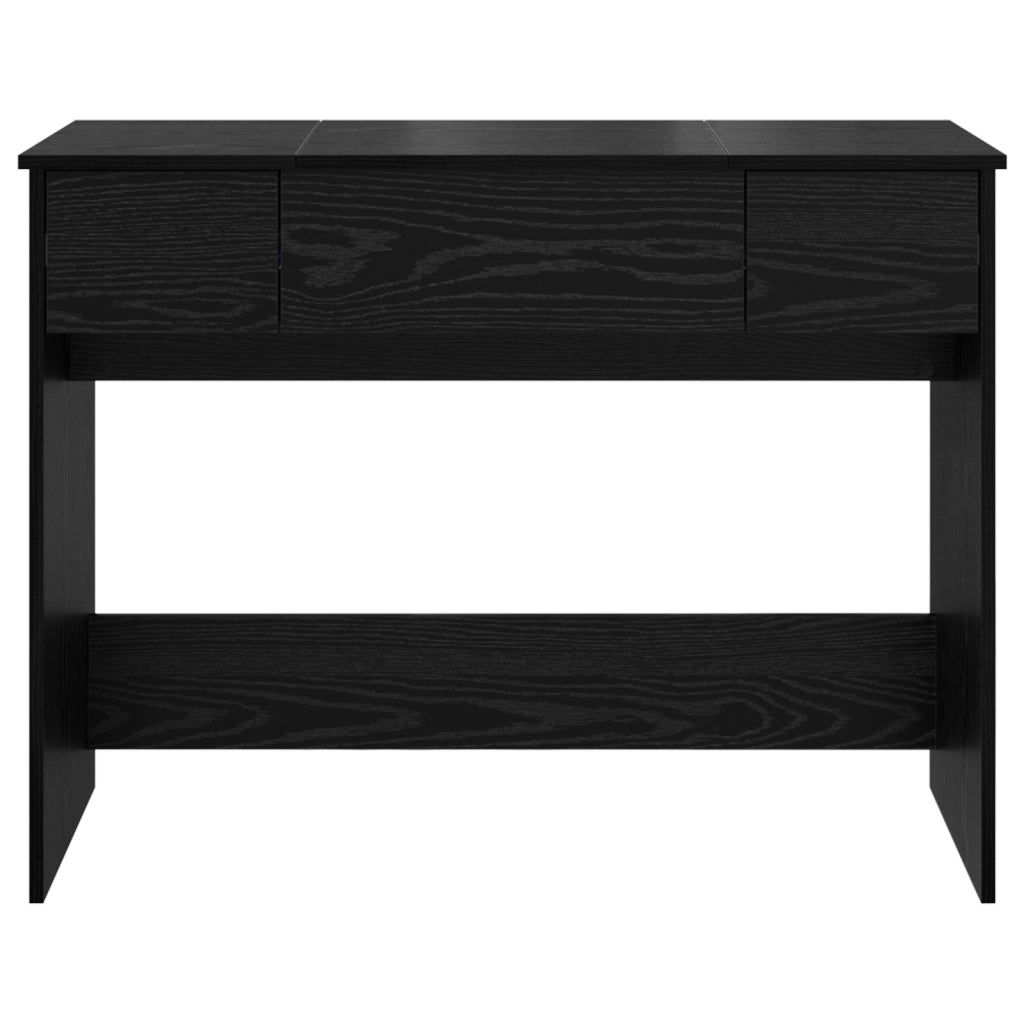 Toeletta con Specchio Rovere Nero 100x45x76 cm