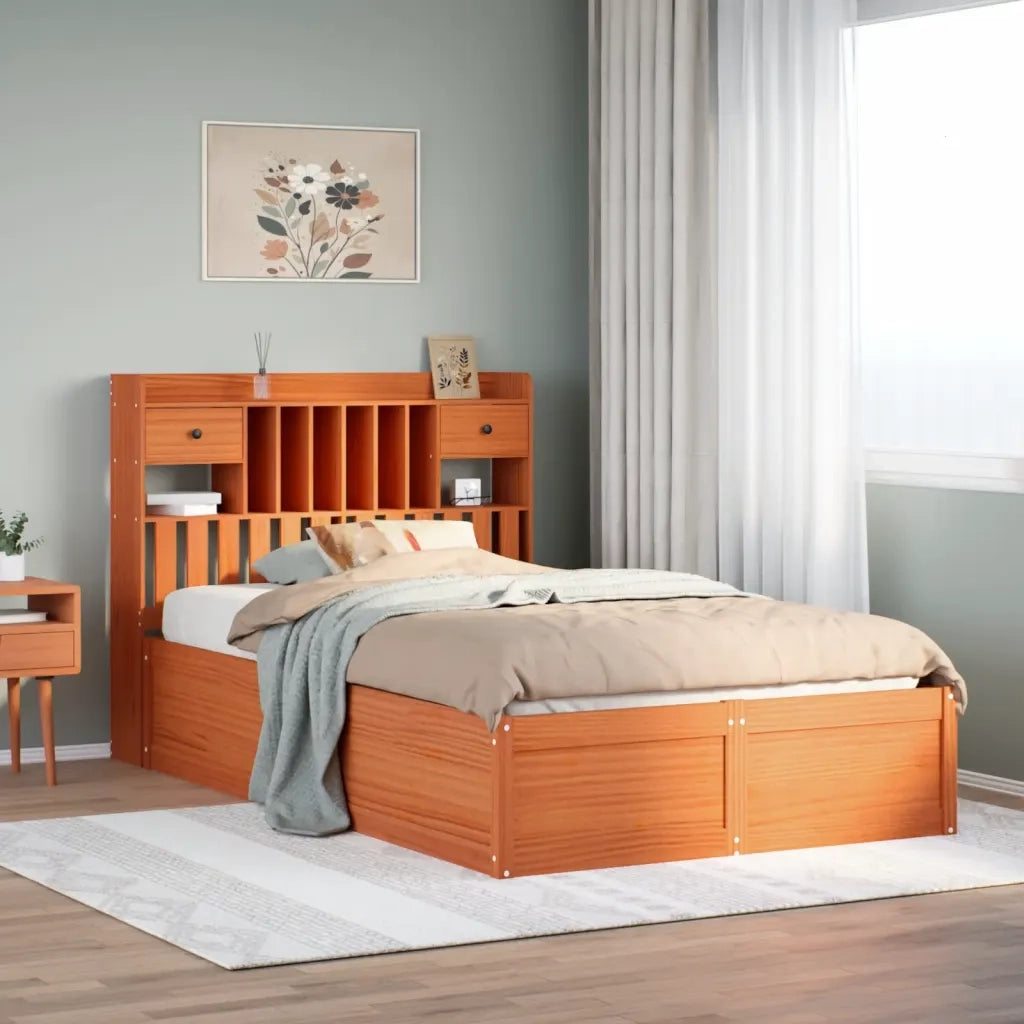 Letto senza Materasso Marrone Cera 135x190 cm in Legno di Pino
