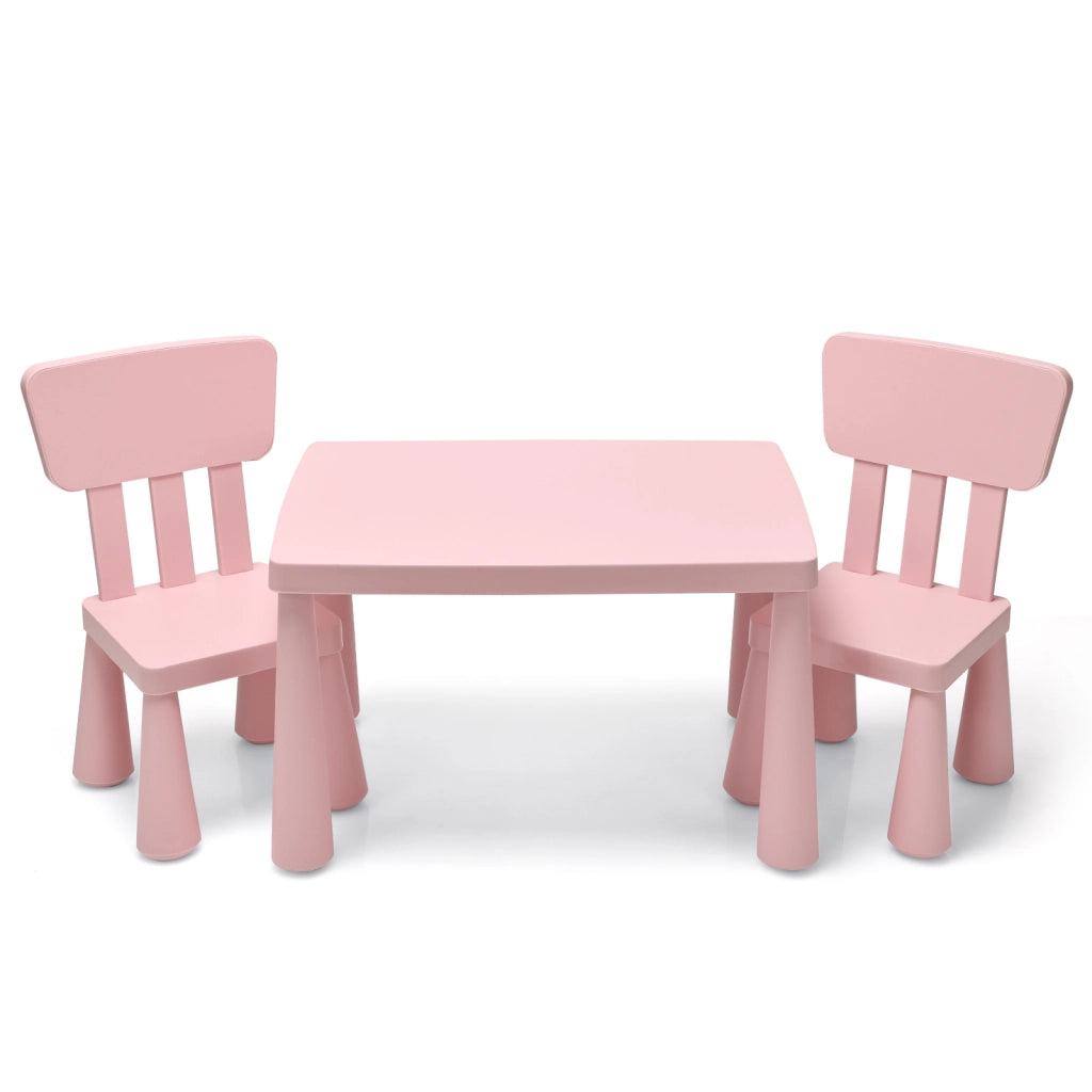 Set con tavolo e 2 sedie per bambini, Set con tavolo e 2 sedie per mangiare disegnare scrivere e fare lavoretti Rosa-Tavoli e sedie