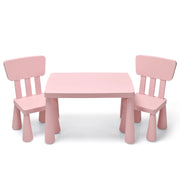 Set con tavolo e 2 sedie per bambini, Set con tavolo e 2 sedie per mangiare disegnare scrivere e fare lavoretti Rosa-Tavoli e sedie