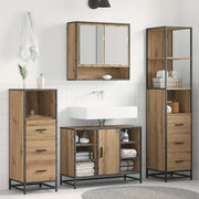 Set di mobili per il bagno con porta 4 pcs Rovere artigianale 3402337