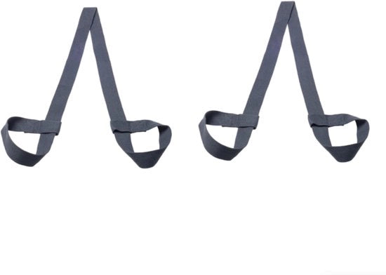 Due cinture per yoga mat adattabili; adatti per yoga, pilates, allenamento, aerobica, fitness, sport e attività all'aperto. colore grigio scuro