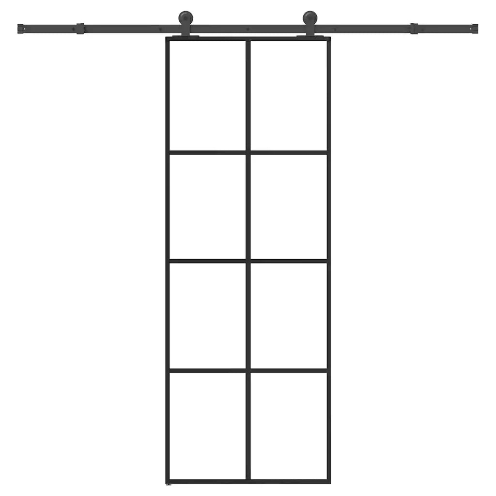 Porta Scorrevole con Ferramenta 76x205cm Vetro ESG Alluminio