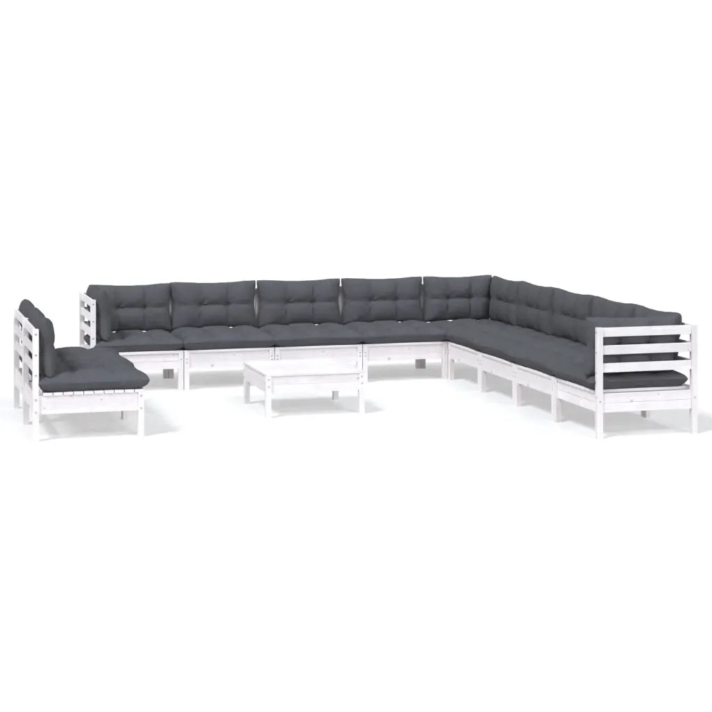 Set Divani da Giardino 12 pz con Cuscini Bianchi Legno di Pino cod mxl 44418