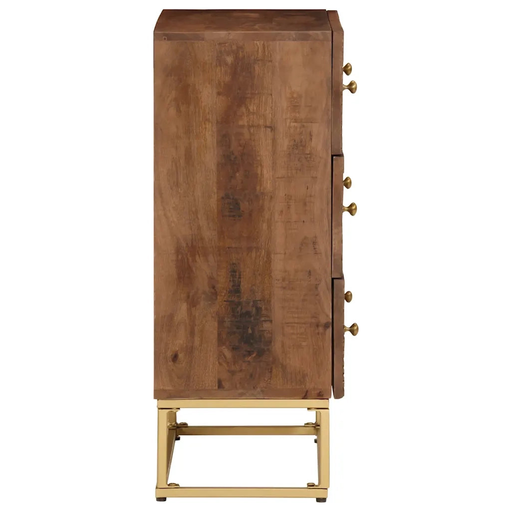 Cassettiera 55x30x76 cm in Legno Massello di Mango e Ferro 371995