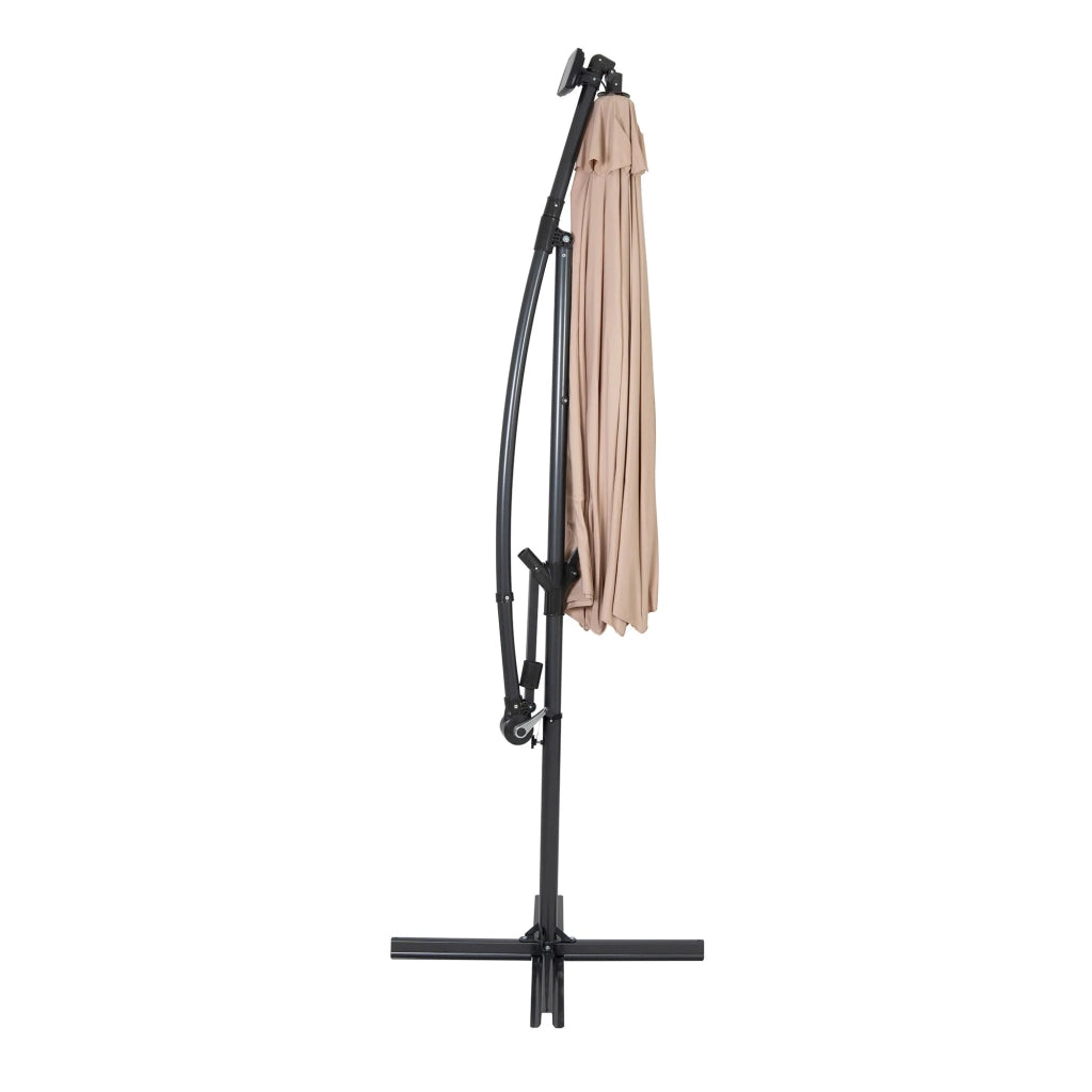 Ombrellone LED Decentrato 3m Beige Banana con Luci Solari
