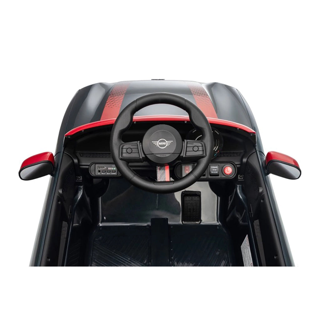 Macchina Elettrica per Bambini Licenza Ufficiale Mini Cooper S Cabrio 12V Sedili in Pelle e Telecomando Nero