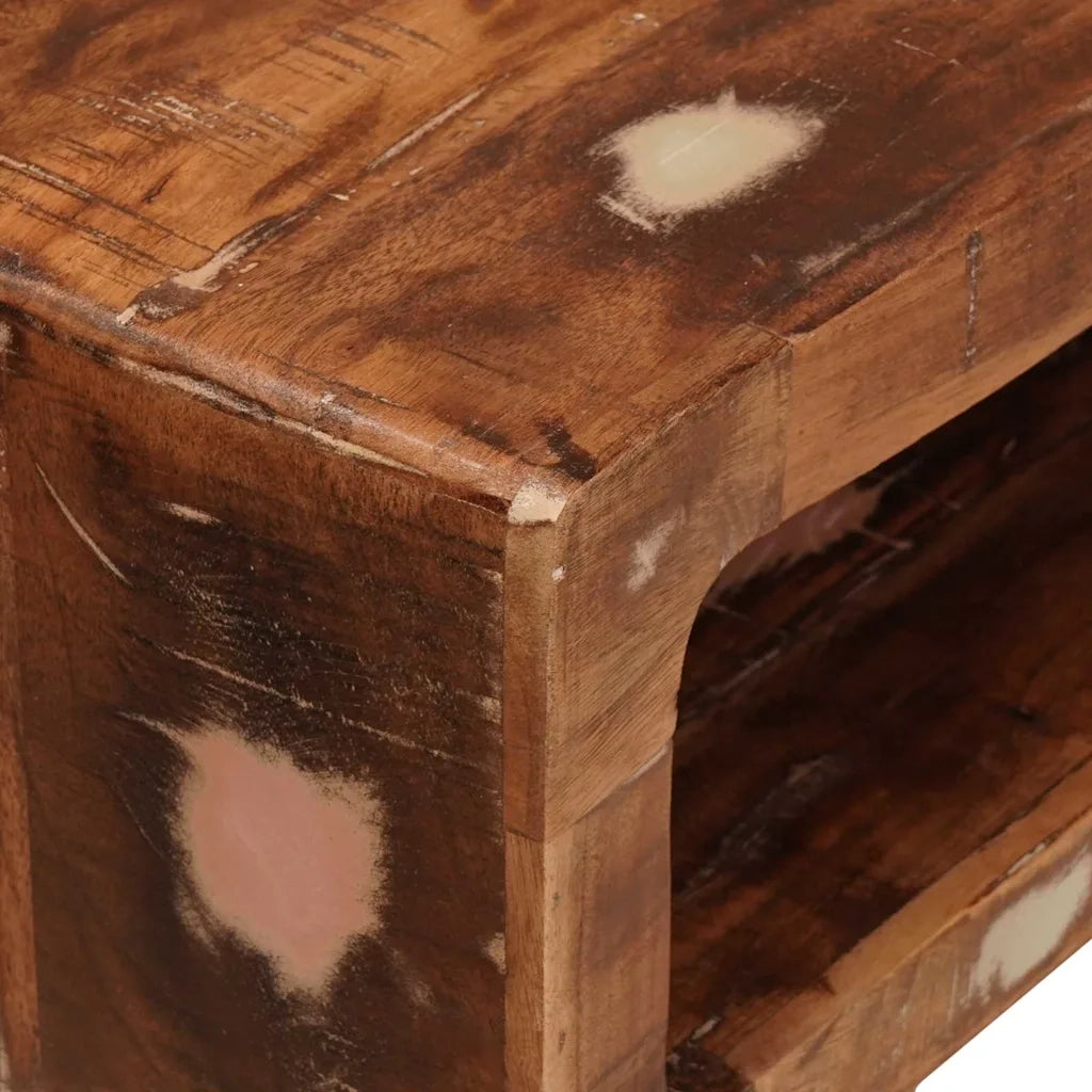 Tavolo da Trucco con specchio Marrone Legno Recuperato Massello 4104566
