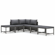 Set Divani da Giardino 6 pz | Set Salotto da Giardino con Cuscini in Polyrattan Grigio