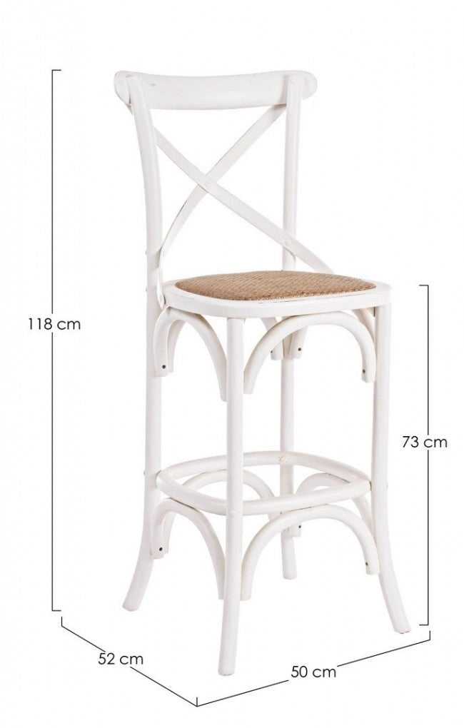 Sgabello Bar Cross Bianco in Legno