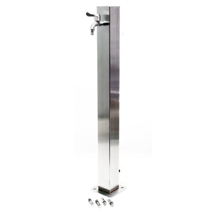 Fontanella in acciaio inox 95 cm, colonna d'acqua con rubinetto e raccordo, resistente ai raggi UV e al gelo