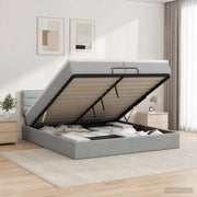 Letto ottomano con materasso Grigio Chiaro 200 x 200 cm Tessuto 3456268