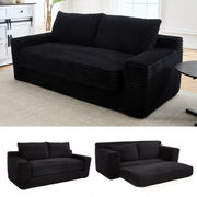 Divano 2 Posti in Tessuto a Coste ¨C MINIMAL ¨C Compatto, Memory Foam, Grigio