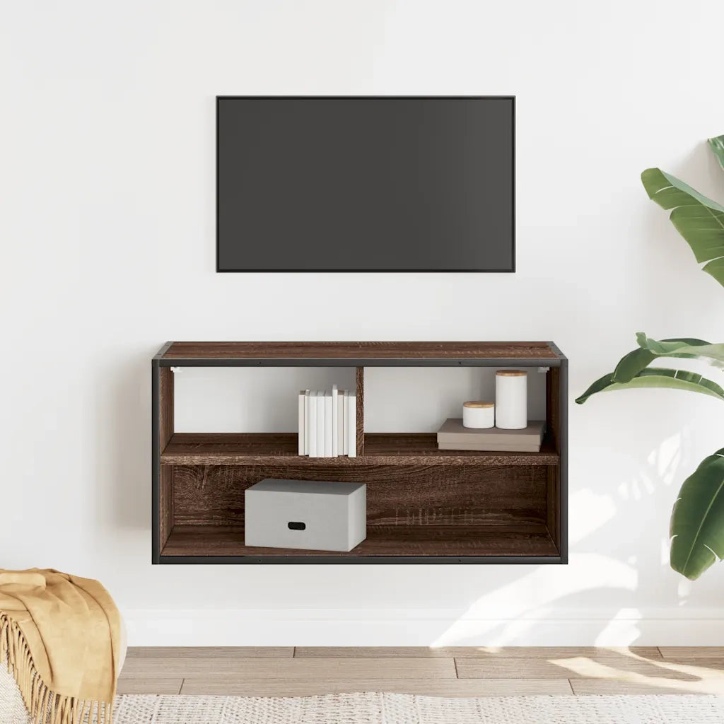 Mobile TV-Credenza per TV-Console TV Rovere Marrone 80x31x39,5cm Legno Multistrato Metallo 684156
