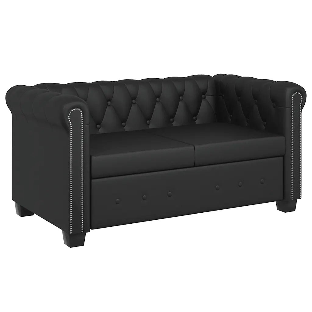 Divani Chesterfield a 2 Posti e a 3 Posti in Similpelle Nero 272249