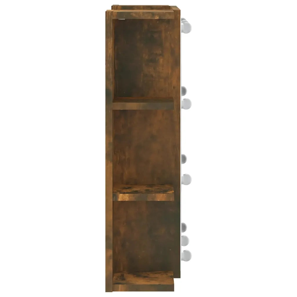 Mobile a Specchio con LED-Armadietto a Specchio Rovere Fumo 70x16,5x60 cm