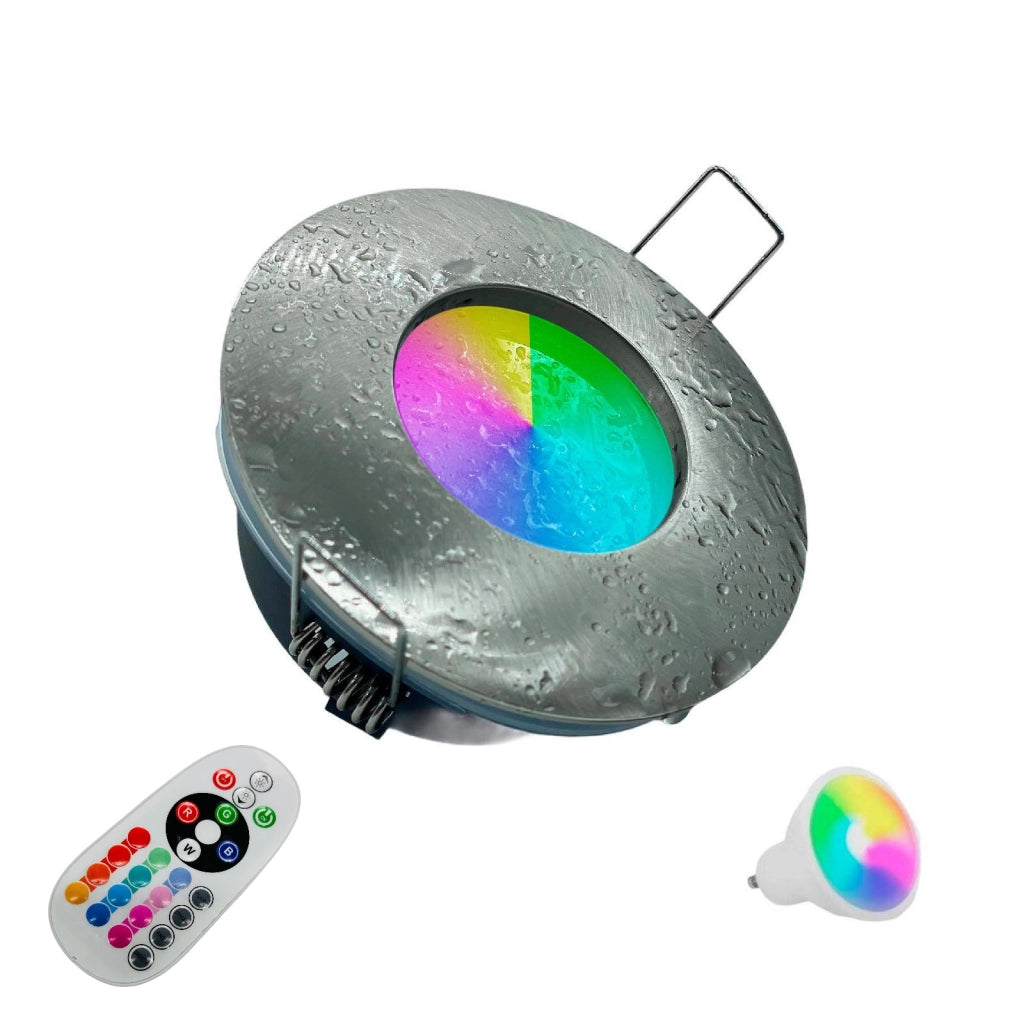 Faretto impermeabile LED RGB RGBW 5W cromoterapia box doccia bagno GU10
