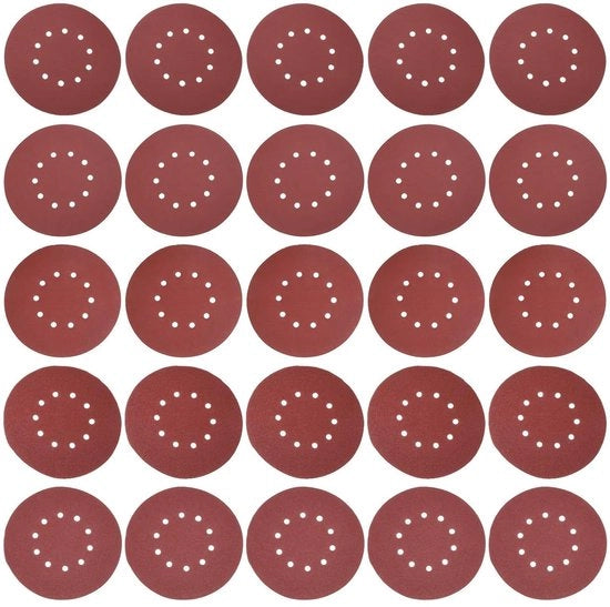 Schuurschijven 215 mm 10 gaten wand- e plafondslijper - korrel 60/80/120/150/240 - droogbouwslijper - 25 pezzi - inclusa fascetta adesiva - per un efficiente raspoio