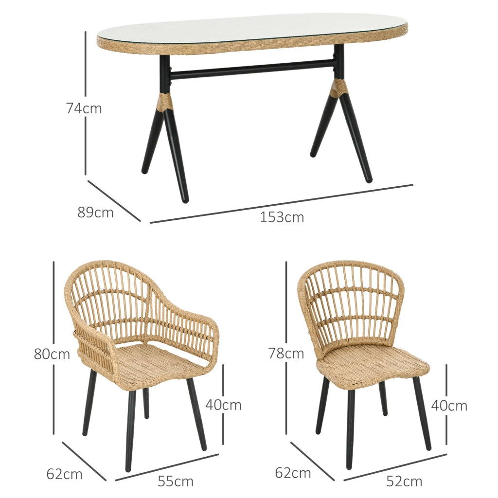 Set da pranzo da giardino 6 persone ¨C zephmum ¨C tavolo rettangolare e 6 sedie con cuscini in rattan