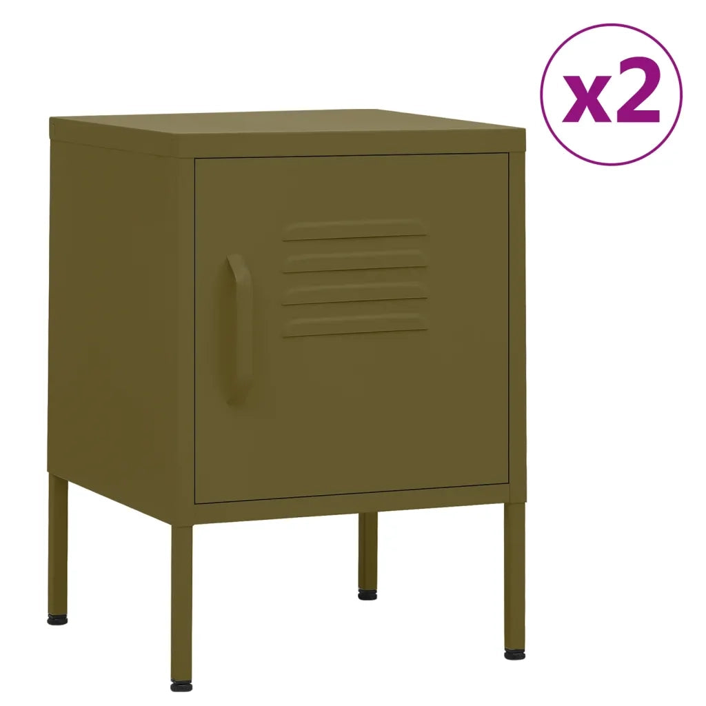 Comodini 2 pz Verde Oliva 35x35x51 cm in Acciaio cod mxl 30274