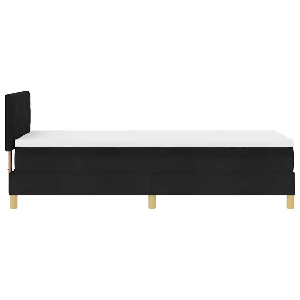 Letto singolo | Letto per adulti | Letto a molle con cuscino con testiera Nero 80 x 200 cm Tessuto