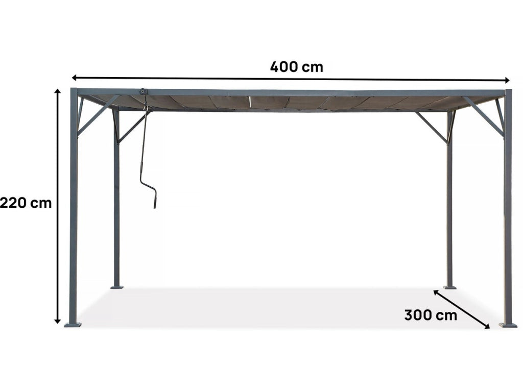 Pergola bioclimatica in tessuto "Lodge" da 3 x 4 m - Antracite