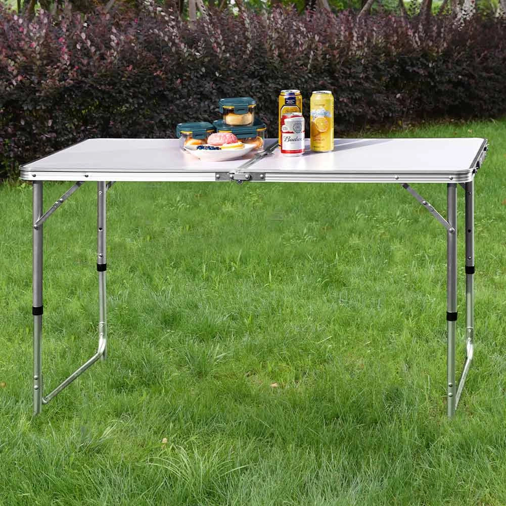 Tavolo PicNic Campeggio Alluminio 120x60 H70cm Pieghevole in Valigetta 3 altezze