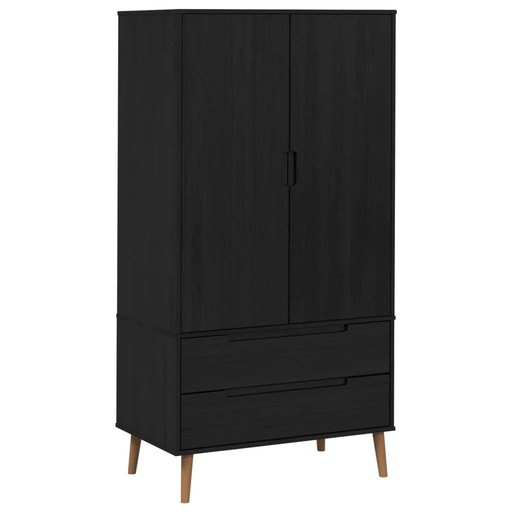 Guardaroba MOLDE Nero 90 x 55 x 175 cm Legno Massello di Pino 42020940
