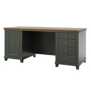 Scrivania ASSIA 180 cm verde scuro e legno - Cassetti, nicchie e vano di archiviazione - Eleganza senza tempo