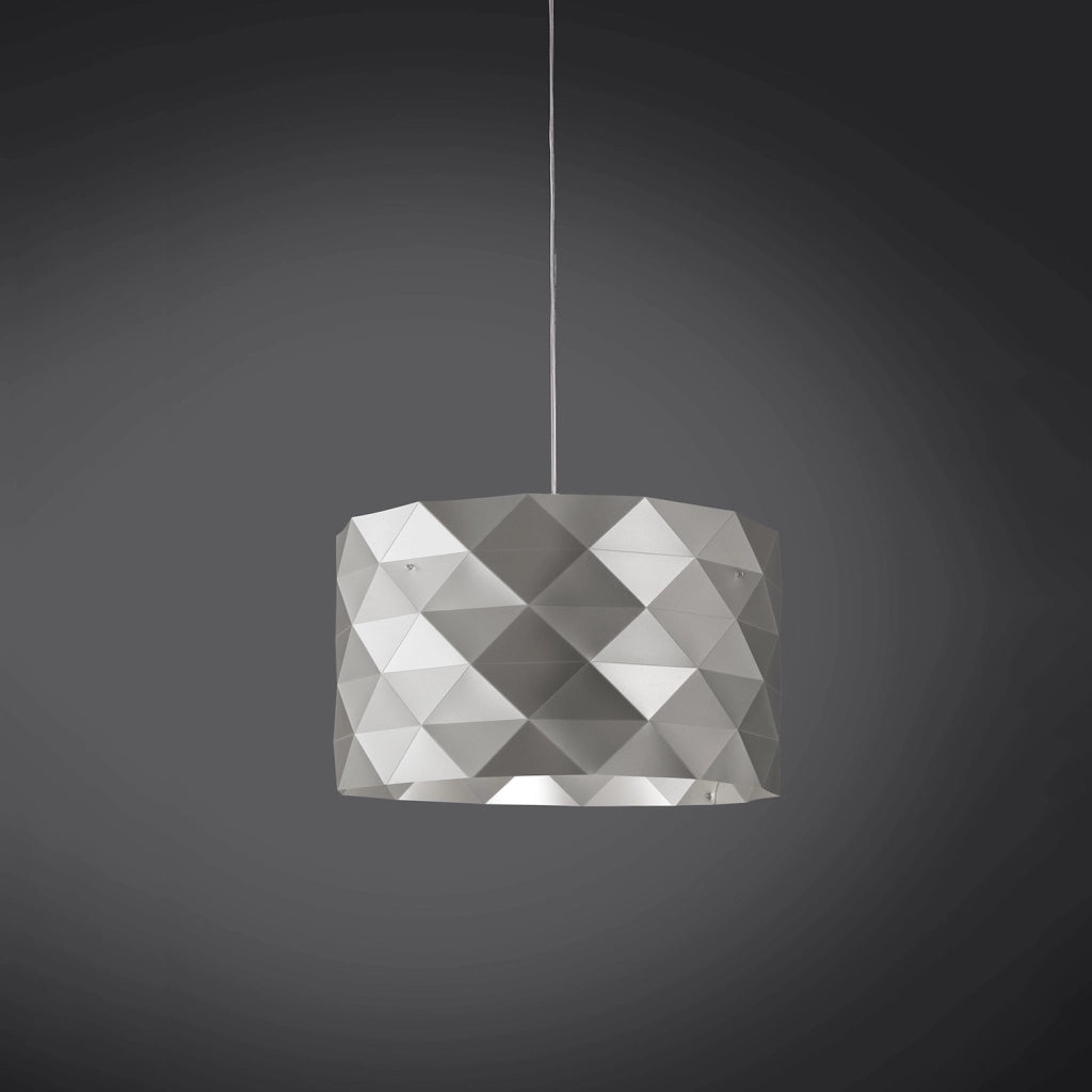 Sospensione Moderna Prisma Polilux ® Argento E Metallo Cromo 1 Luce E27 D40Cm