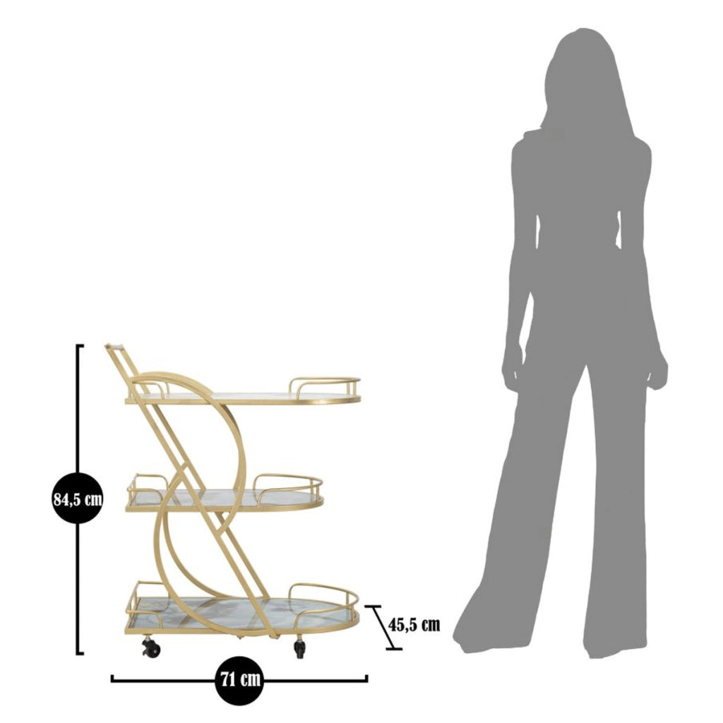Carrello VKH2, Oro, Metallo, 71x45,5x84,5 cm