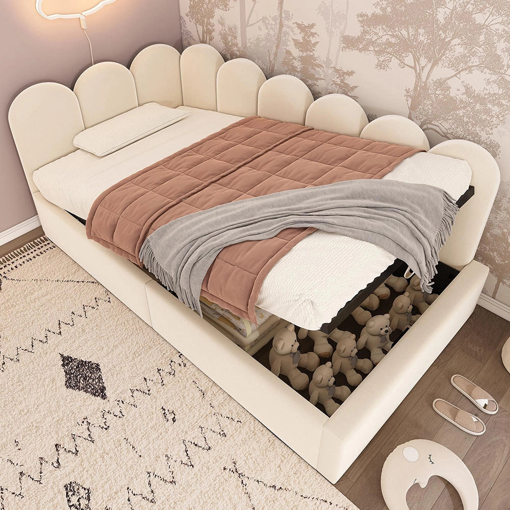 Divano letto daybed - Xylo - 90x190 cm contenitore idraulico beige